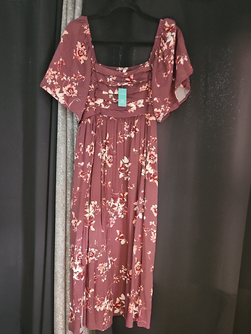 Maurices Floral Midi Dress in Mauve with Cream Accents
